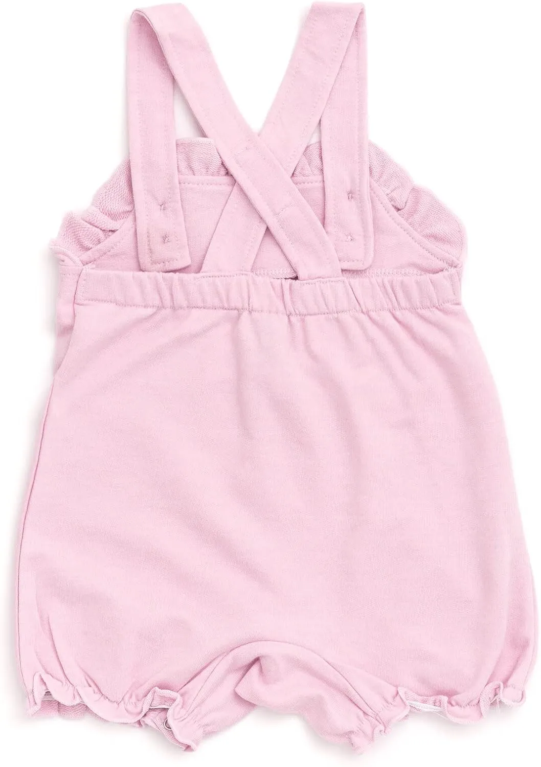 Disney Junior Baby Girls French Terry Short Overalls, T-Shirt & Hat 3 Piece Outfit Newborn to Infant Sizes (0-24 Months)