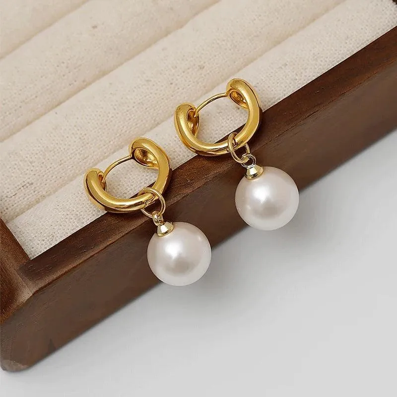 Elegant Pearl Hoop Earrings, Lustrous Pearls, Gold & Silver, Lightweight, Hypoallergenic, Perfect for Weddings or Daily Wear