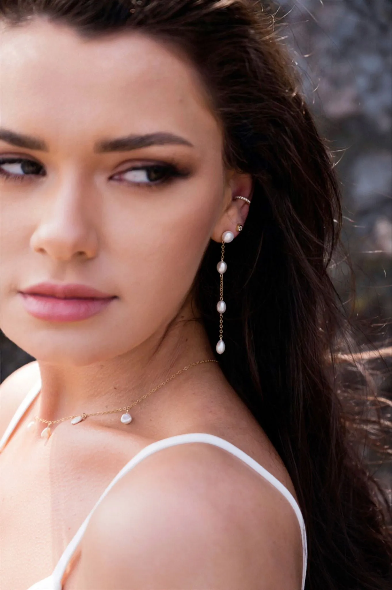 EVELINE Long Pearl Drop Earrings