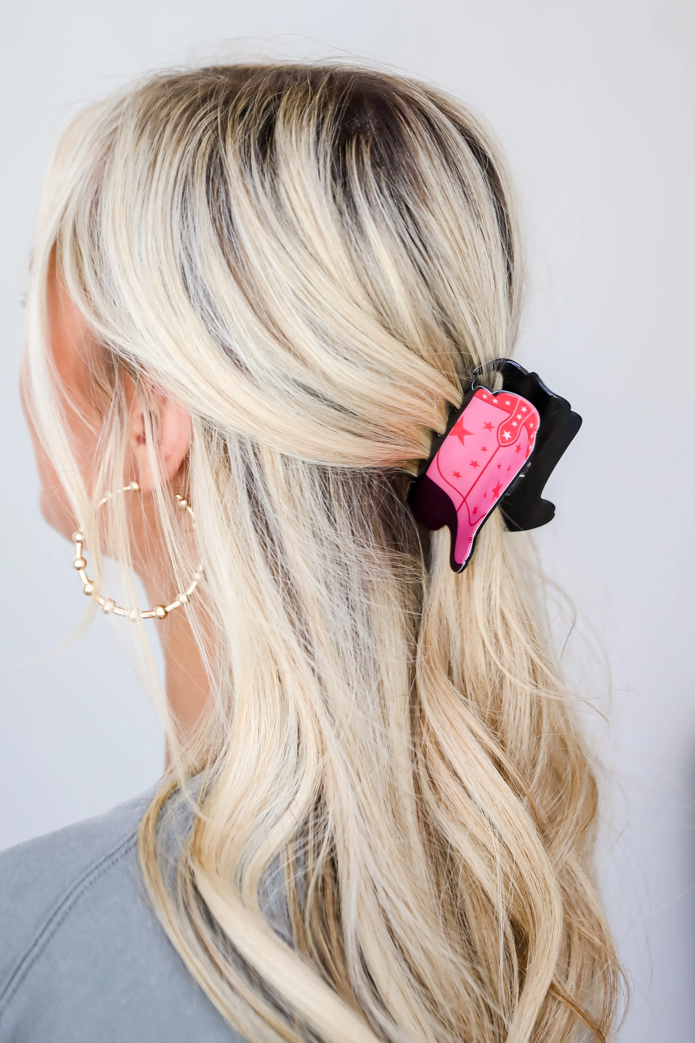 FINAL SALE - Gone Out West Pink Cowboy Boot Claw Hair Clip