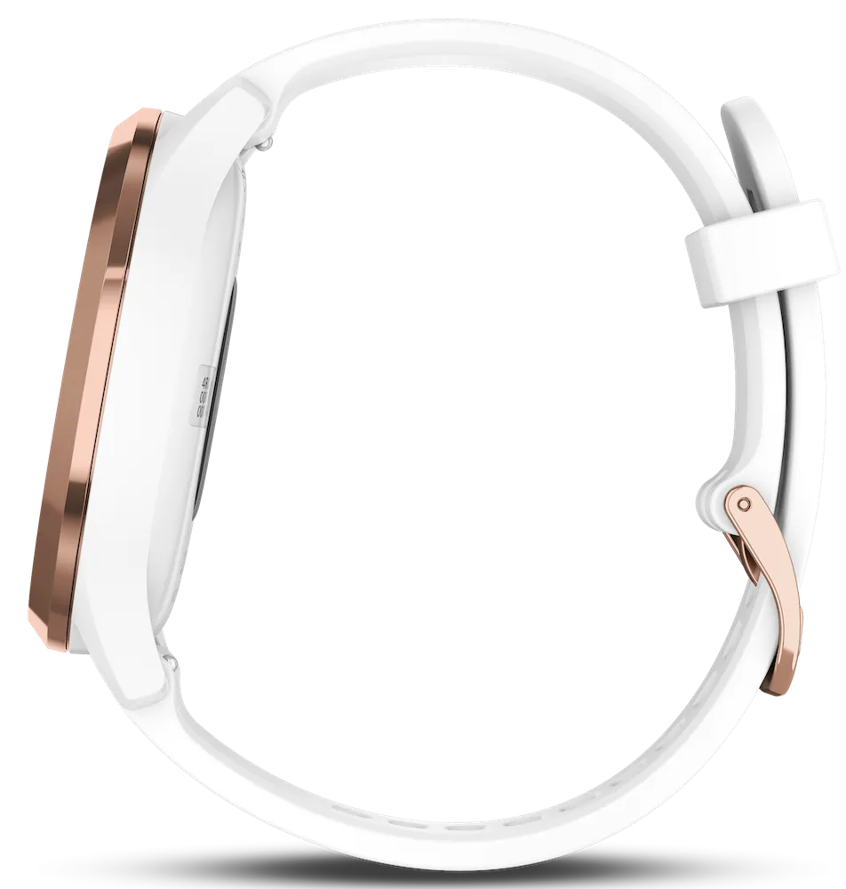 Garmin Watch Vivomove HR Rose Gold Tone with White Silicone Band D