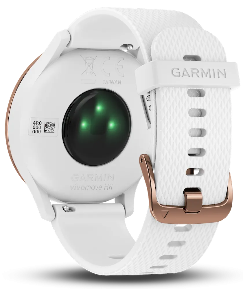 Garmin Watch Vivomove HR Rose Gold Tone with White Silicone Band D
