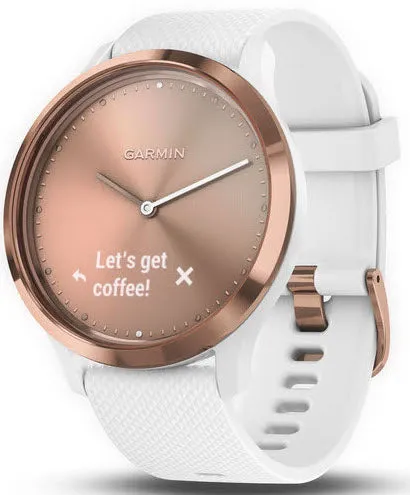 Garmin Watch Vivomove HR Rose Gold Tone with White Silicone Band D