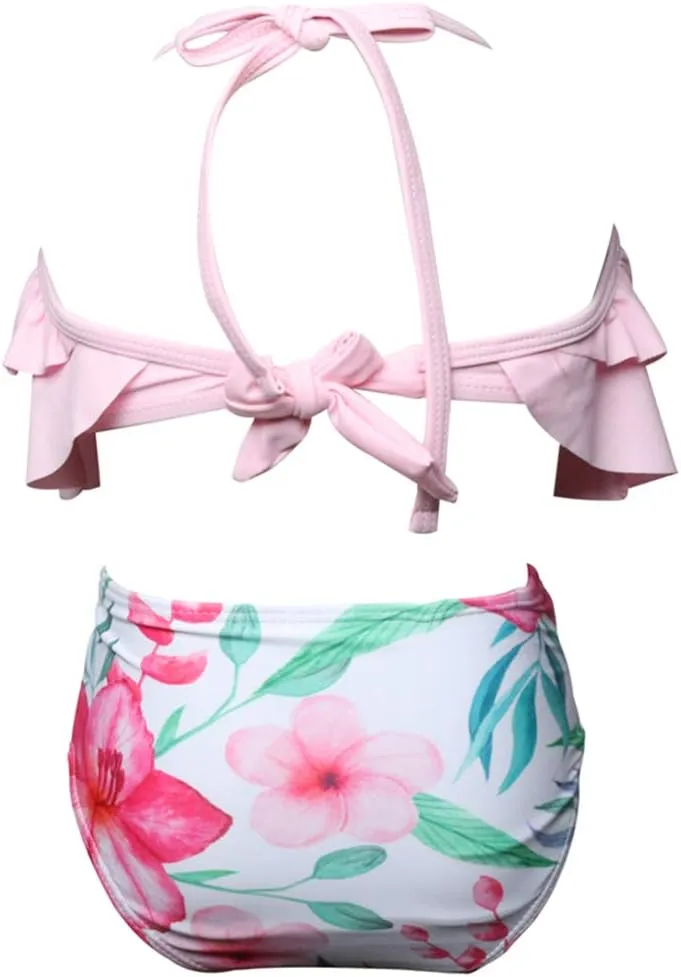 Girls Kids Swimsuit Two Pieces Bikini Set Ruffle Falbala Swimwear Bathing Suits