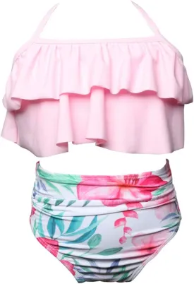 Girls Kids Swimsuit Two Pieces Bikini Set Ruffle Falbala Swimwear Bathing Suits