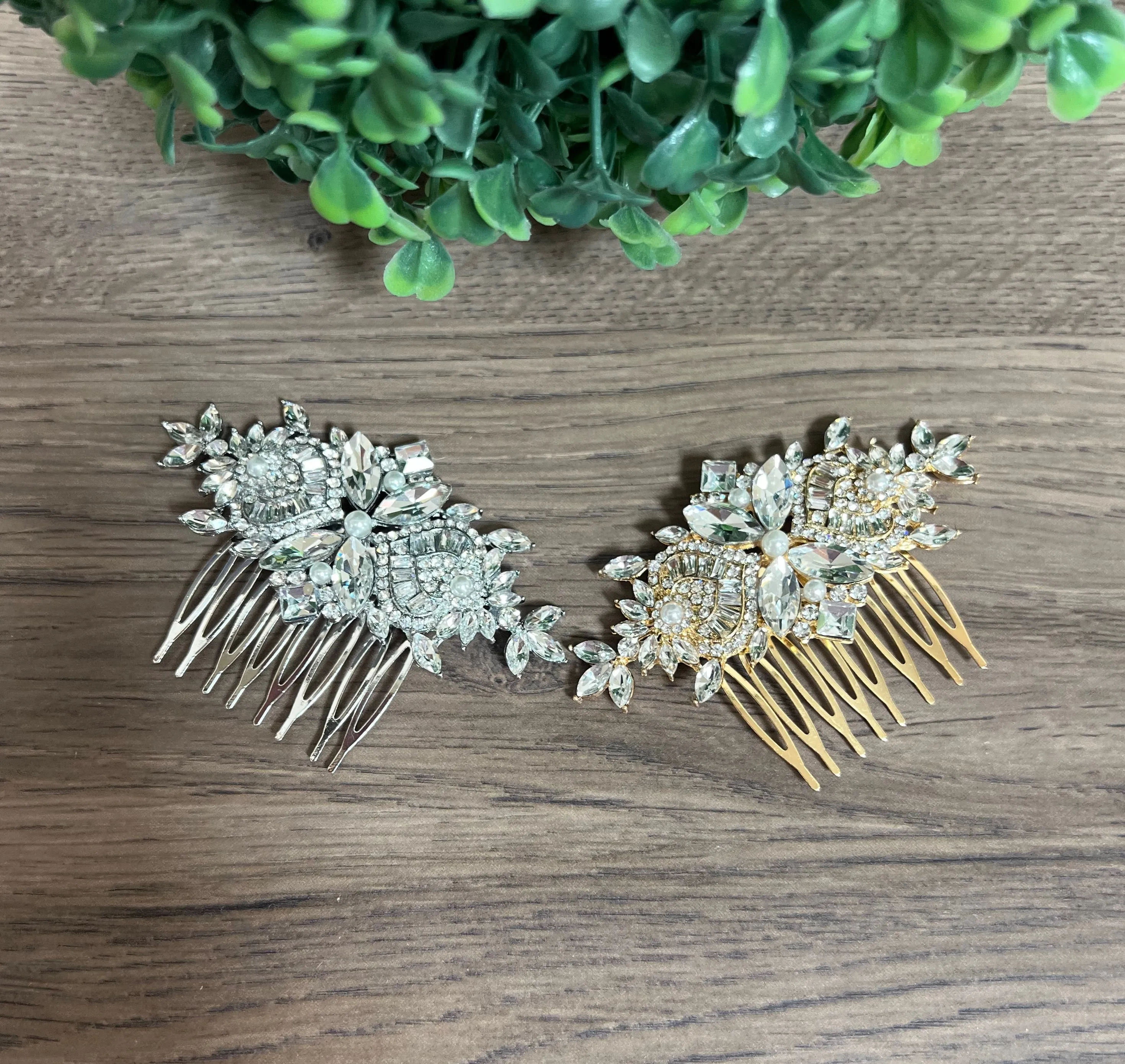 Gold Crystal Hair Comb - Nina