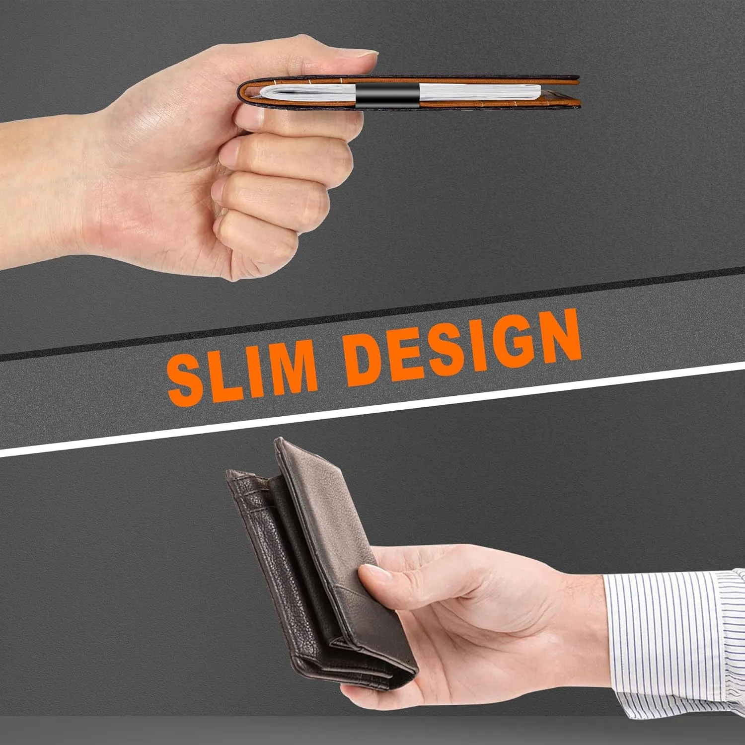 Gostwo Slim Wallet for Men Minimalist Front Pocket Bifold Wallet ID Window Card Case with Money Clip Thin Credit Card Holder