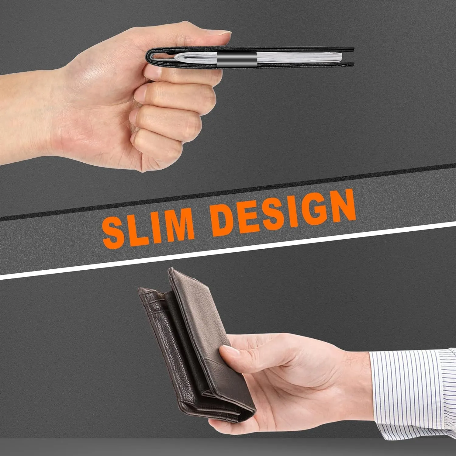 Gostwo Slim Wallet for Men Minimalist Front Pocket Bifold Wallet ID Window Card Case with Money Clip Thin Credit Card Holder