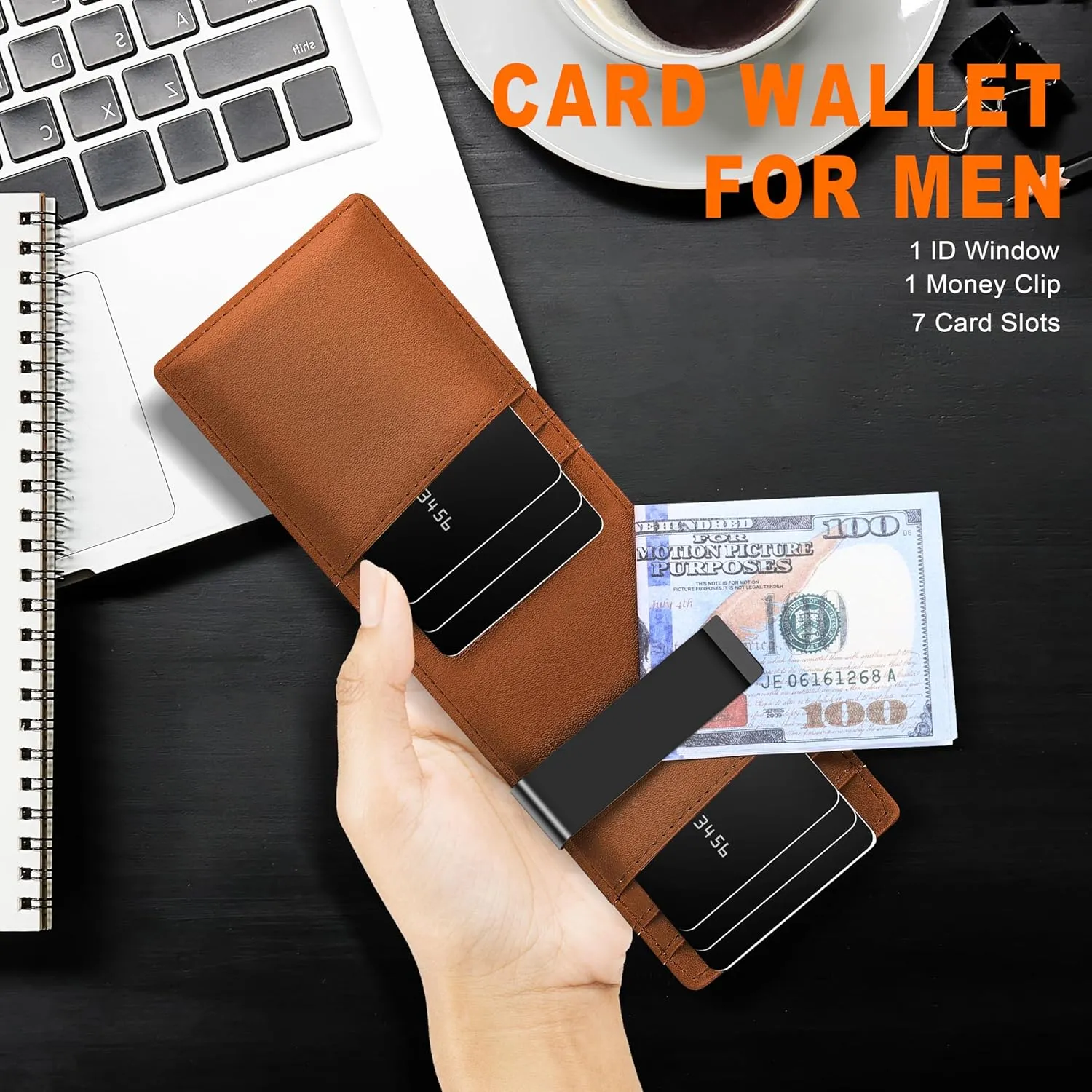 Gostwo Slim Wallet for Men Minimalist Front Pocket Bifold Wallet ID Window Card Case with Money Clip Thin Credit Card Holder