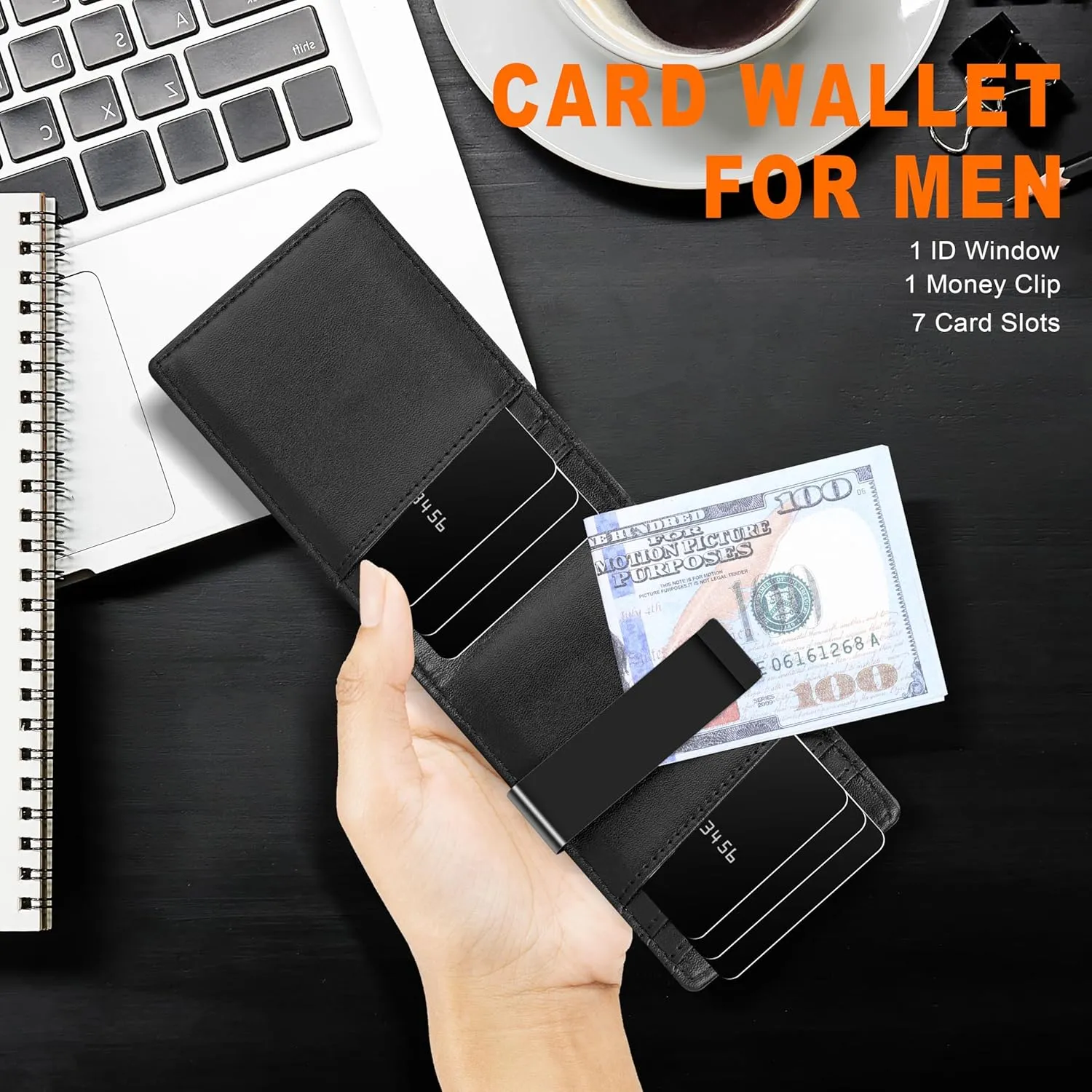 Gostwo Slim Wallet for Men Minimalist Front Pocket Bifold Wallet ID Window Card Case with Money Clip Thin Credit Card Holder