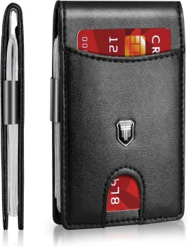 Gostwo Slim Wallet for Men Minimalist Front Pocket Bifold Wallet ID Window Card Case with Money Clip Thin Credit Card Holder
