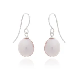 Gratia pink teardrop cultured freshwater pearl earrings