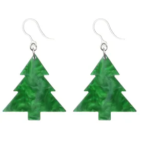 Green Christmas Tree Dangles Hypoallergenic Earrings for Sensitive Ears Made with Plastic Posts