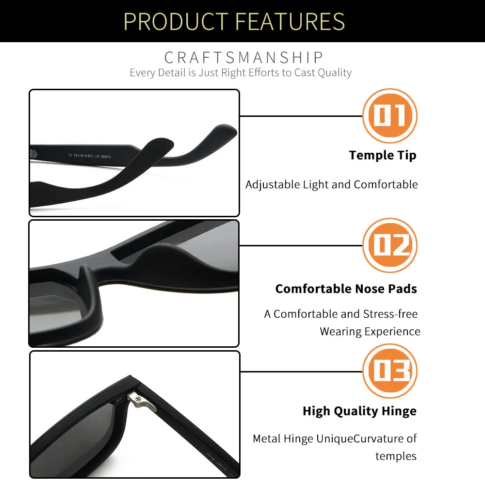 GREY JACK One Piece Retro TR90 Frame Polarized Sunglasses 1918