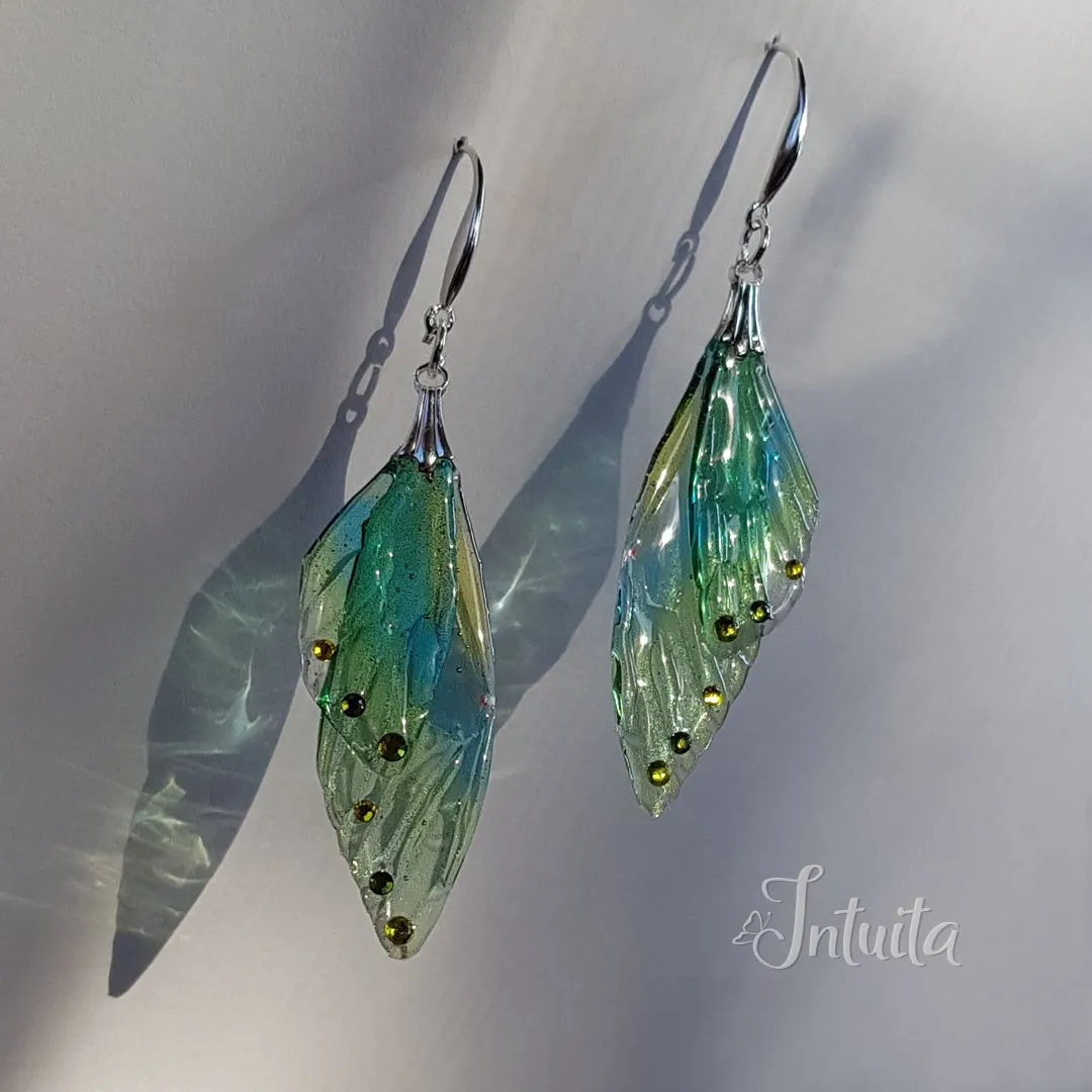 Handmade Rainbow Fairy Butterfly Wing Earrings