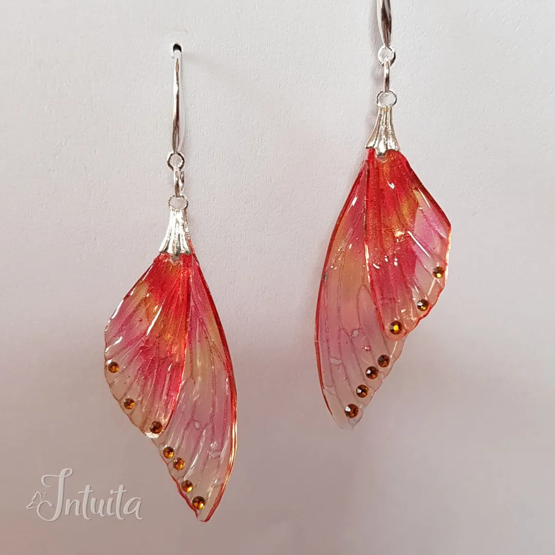Handmade Rainbow Fairy Butterfly Wing Earrings