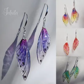 Handmade Rainbow Fairy Butterfly Wing Earrings