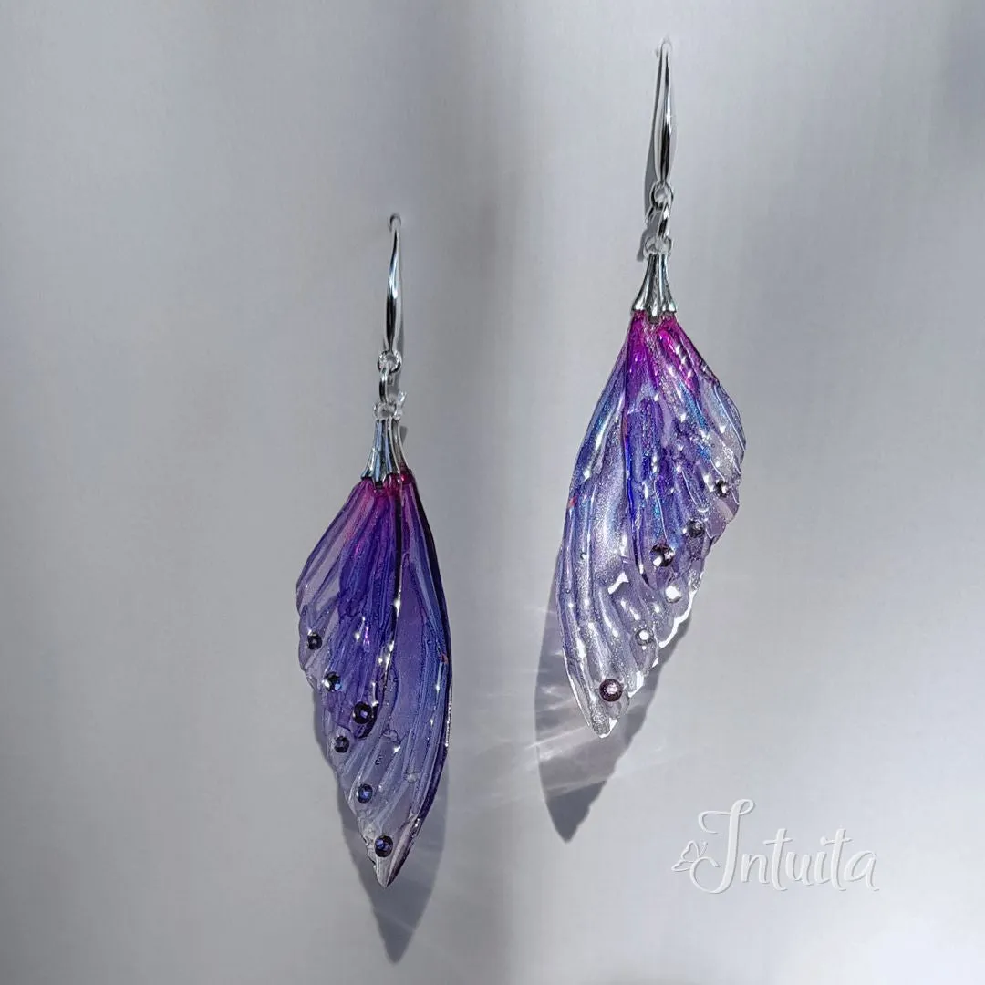 Handmade Rainbow Fairy Butterfly Wing Earrings