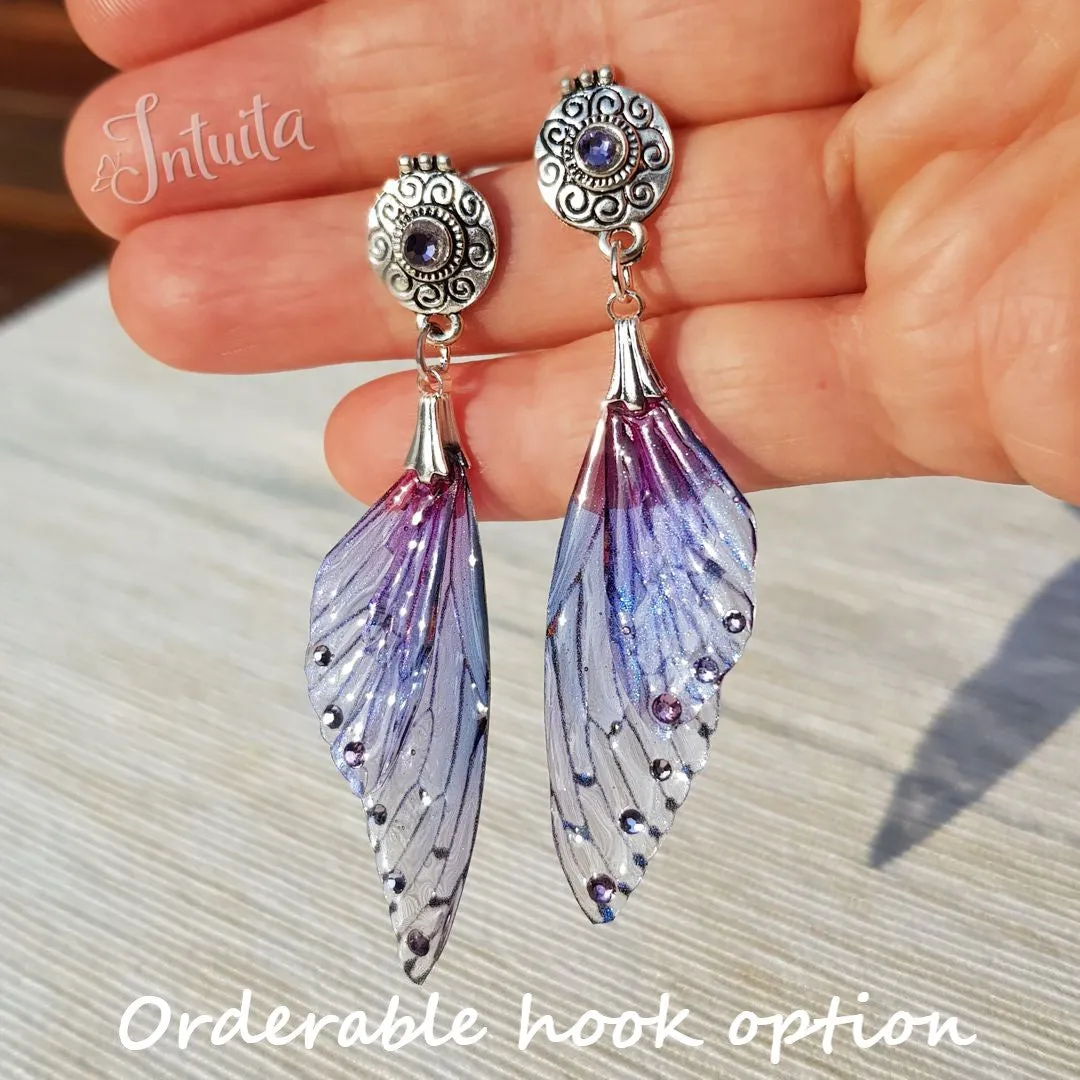 Handmade Rainbow Fairy Butterfly Wing Earrings