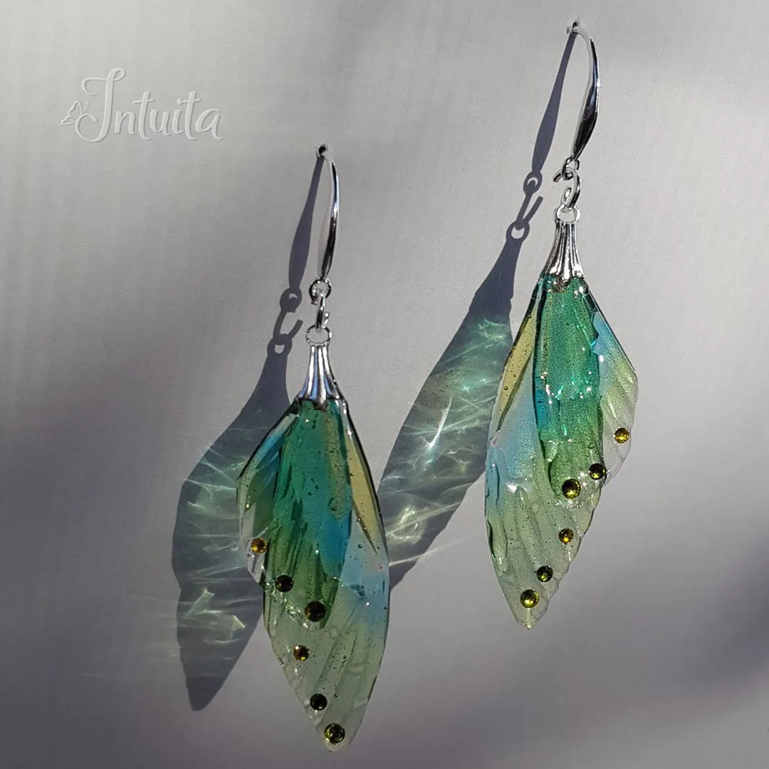 Handmade Rainbow Fairy Butterfly Wing Earrings