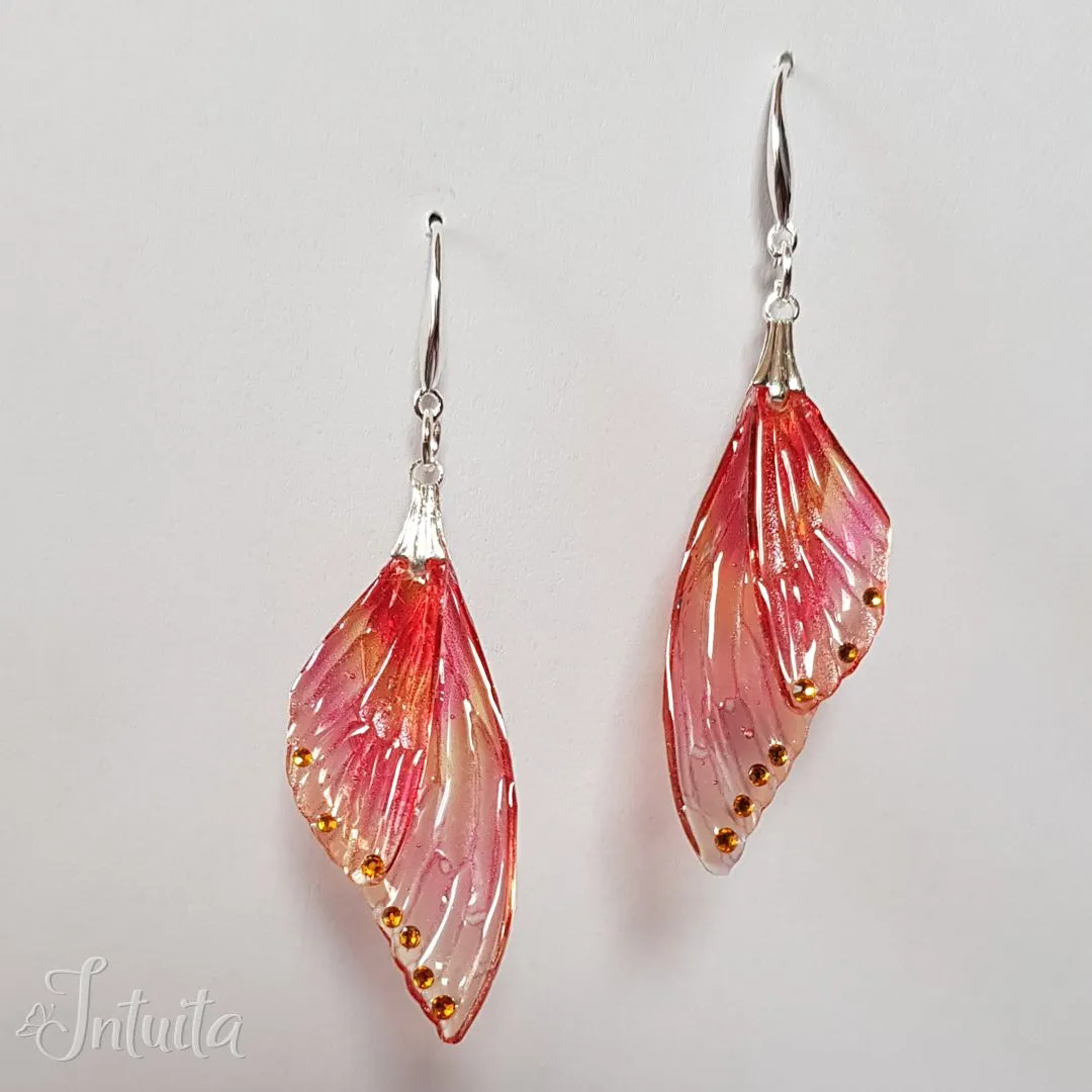 Handmade Rainbow Fairy Butterfly Wing Earrings