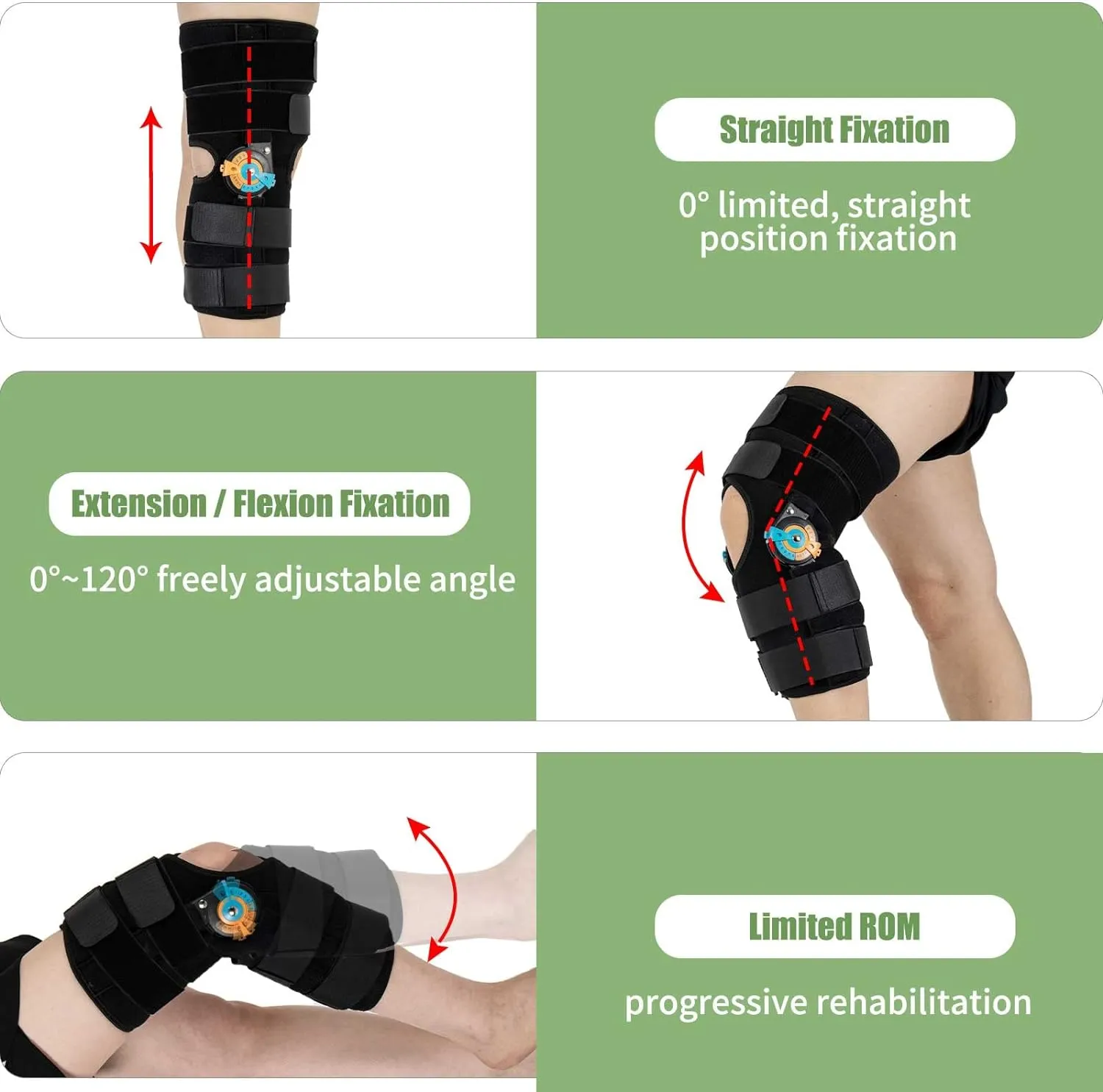 Hinged Knee Brace with Side Stabilizers ROM Knee Support Adjustable Knee Immobilizer for Knee Pain ACL MCL PCL Arthritis Meniscus Tear Post OP Recovery for Men and Women (M)