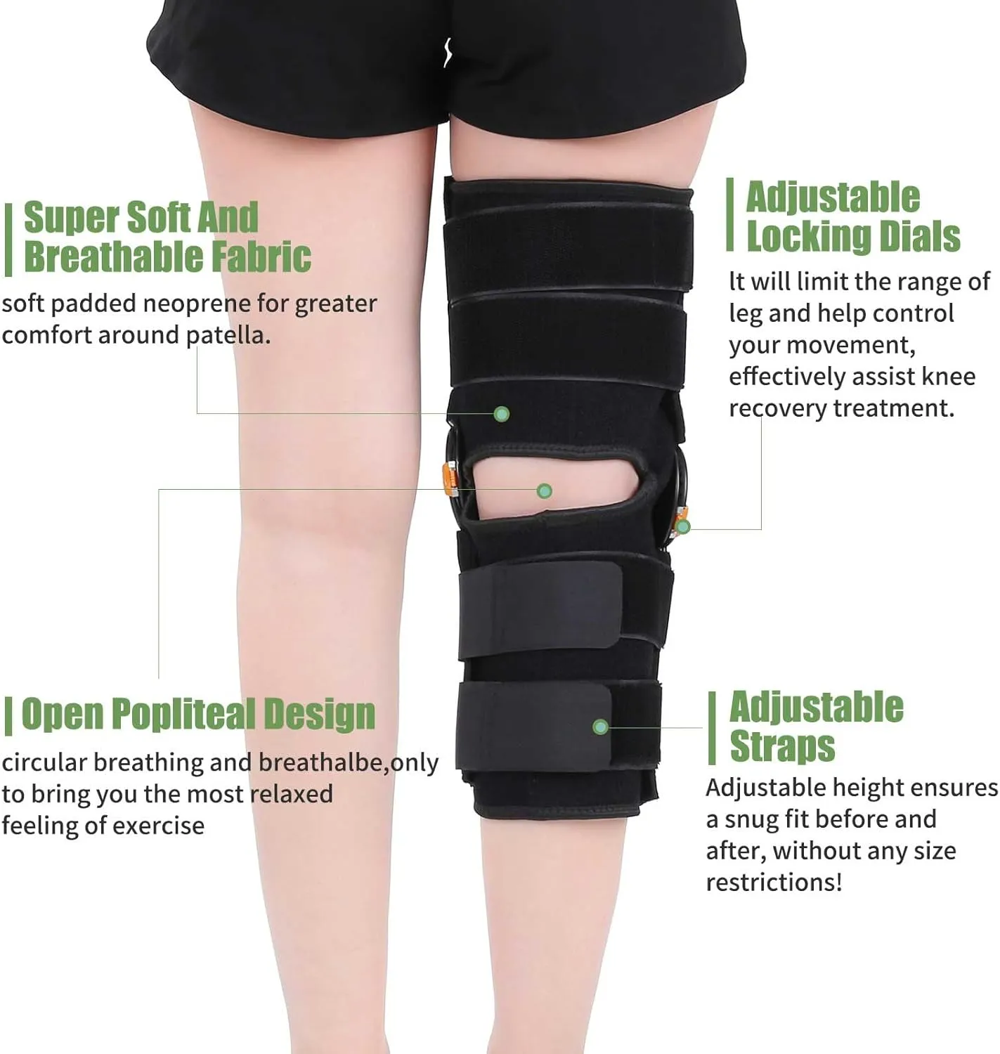 Hinged Knee Brace with Side Stabilizers ROM Knee Support Adjustable Knee Immobilizer for Knee Pain ACL MCL PCL Arthritis Meniscus Tear Post OP Recovery for Men and Women (M)