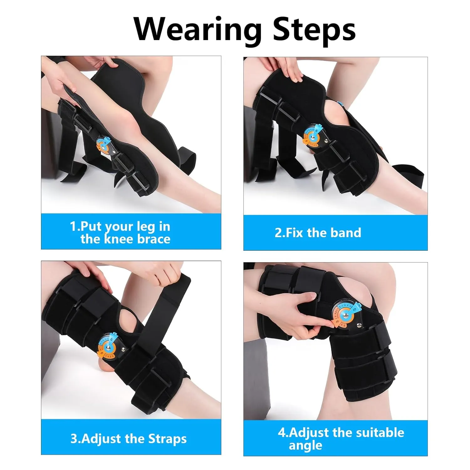 Hinged ROM Knee Braces Adjustable Knee Immobilizer Support for Knee Pain ACL MCL PCL Arthritis Meniscus Tear Post OP Recovery for Men and Women Side Stabilizers Torn Meniscus Orthopedic Orthosis M)