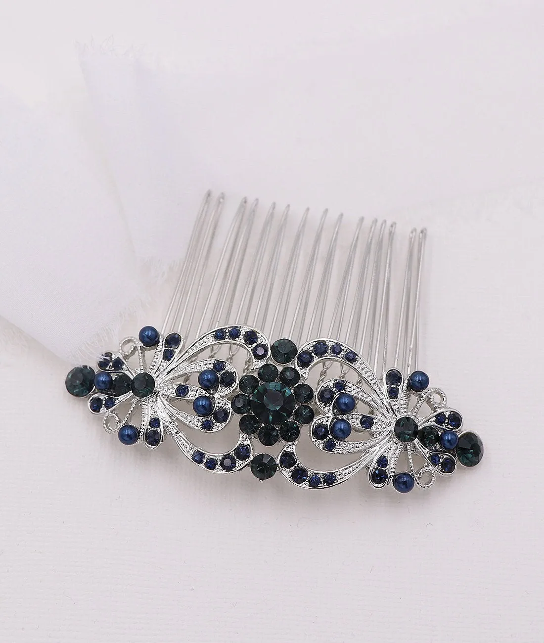 Jayla Navy Sapphire Pearl Comb