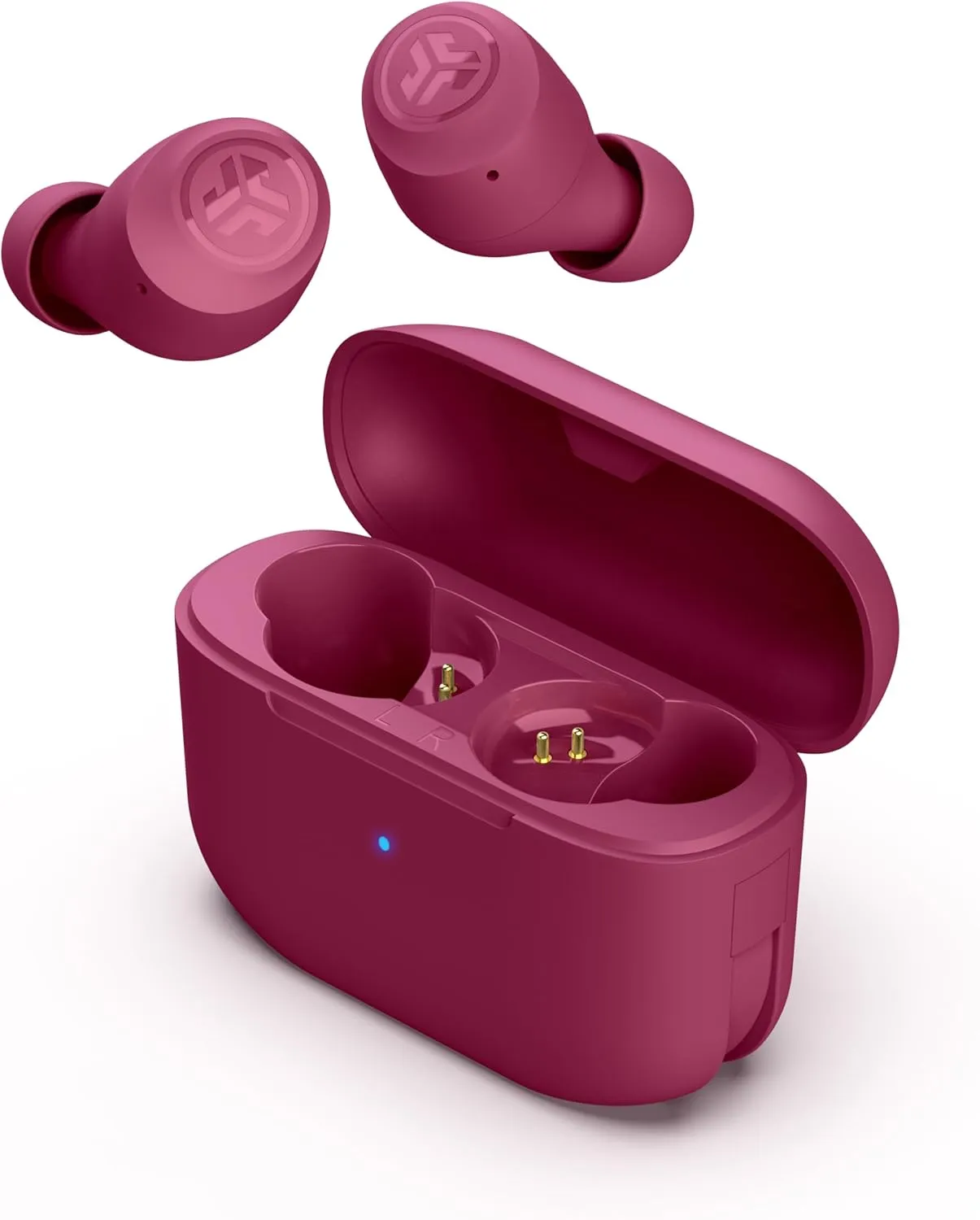 JLab Go Pop  True Wireless Bluetooth Earbuds & Charging Case - Dark Pink, App Support, Dual Connect, IPX4 Sweat Resistance, Bluetooth 5 Connection, 3 EQ Sound Settings Signature, Balanced, Bass Boost
