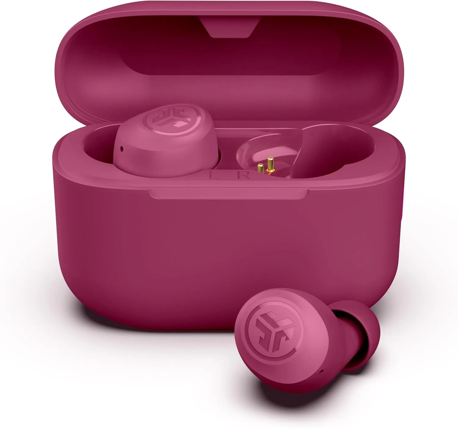 JLab Go Pop  True Wireless Bluetooth Earbuds & Charging Case - Dark Pink, App Support, Dual Connect, IPX4 Sweat Resistance, Bluetooth 5 Connection, 3 EQ Sound Settings Signature, Balanced, Bass Boost