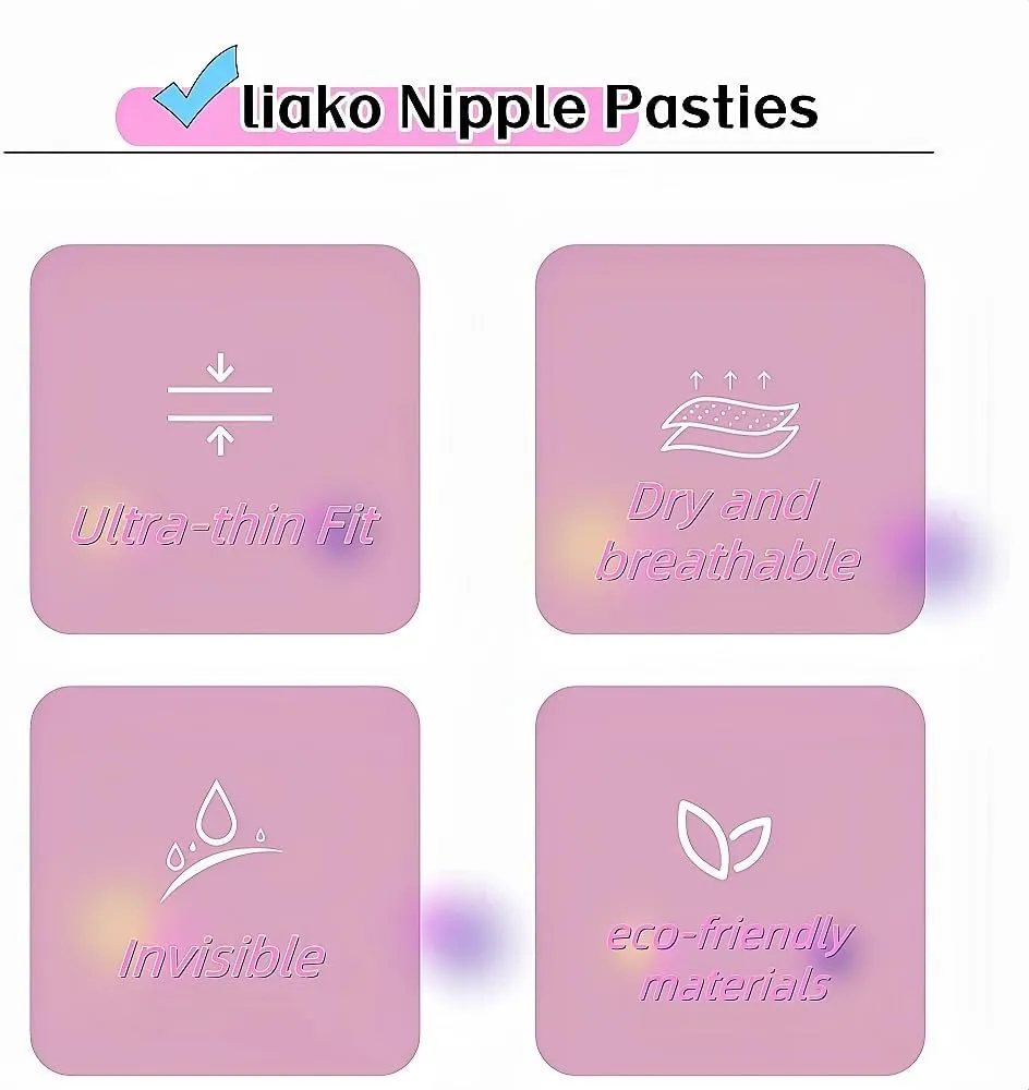liako Pasties Nipple Covers Stickers Pack for Women & Men - 10/12 Pairs Disposable Sticky Breast Petals for Rave Party