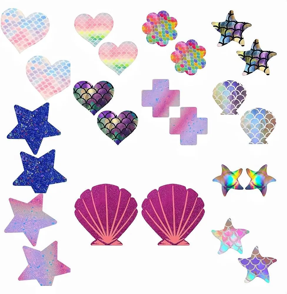 liako Pasties Nipple Covers Stickers Pack for Women & Men - 10/12 Pairs Disposable Sticky Breast Petals for Rave Party