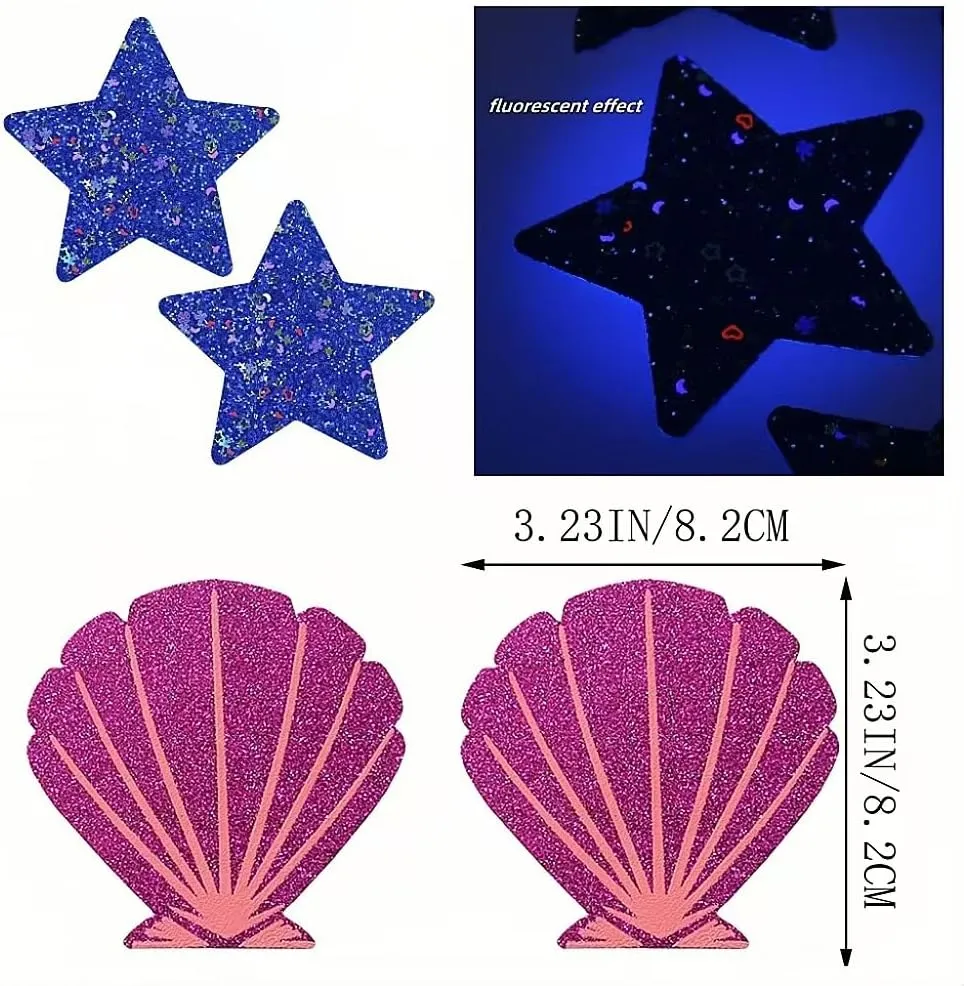 liako Pasties Nipple Covers Stickers Pack for Women & Men - 10/12 Pairs Disposable Sticky Breast Petals for Rave Party
