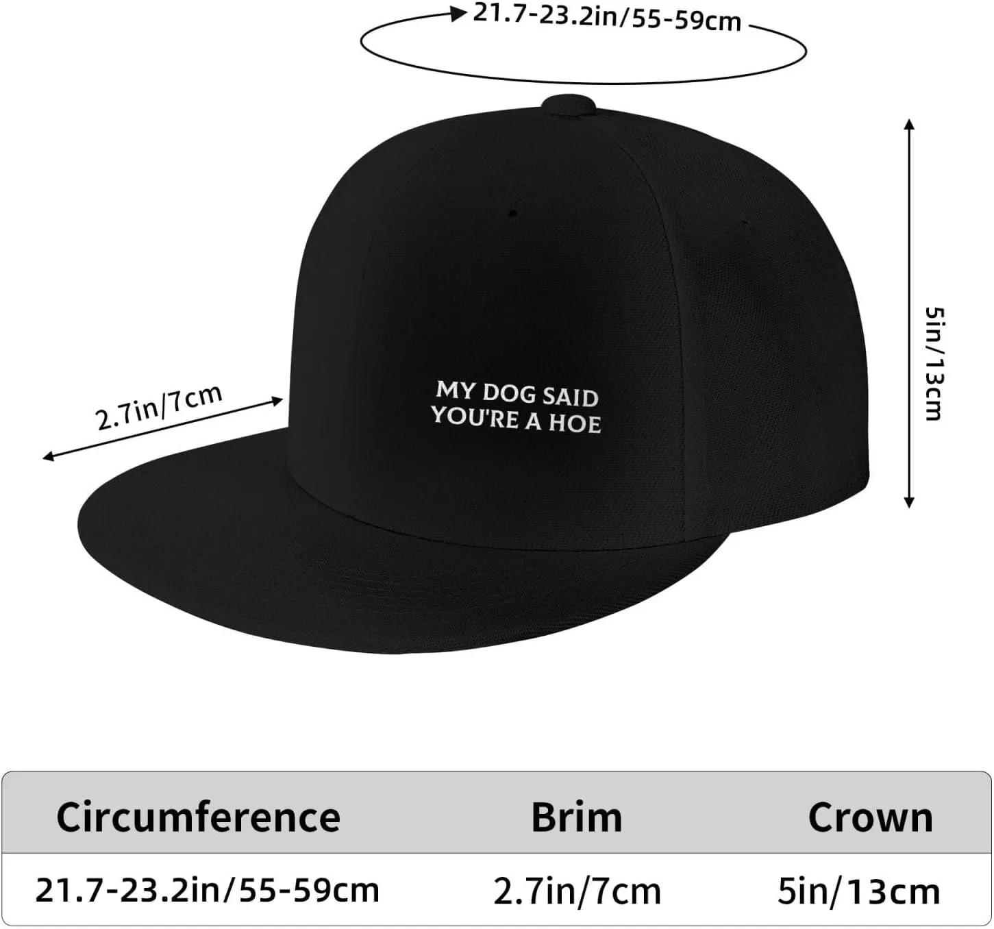 Me Dog Said You're A Hoe Hat Funny Flat Brim Baseball Cap Snapback Trucker Hat for Men Women