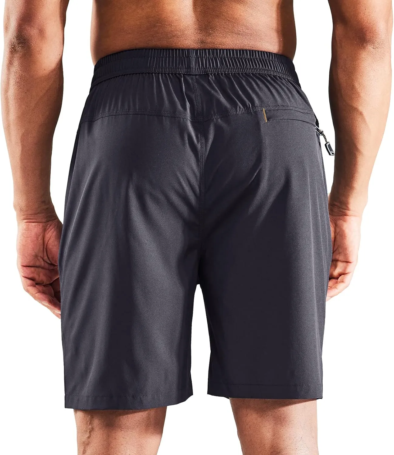 MIER Men's Quick Dry Running Shorts with Zipper Pocket, Elastic Waist Athletic Workout Exercise Fitness Shorts, 7 Inch
