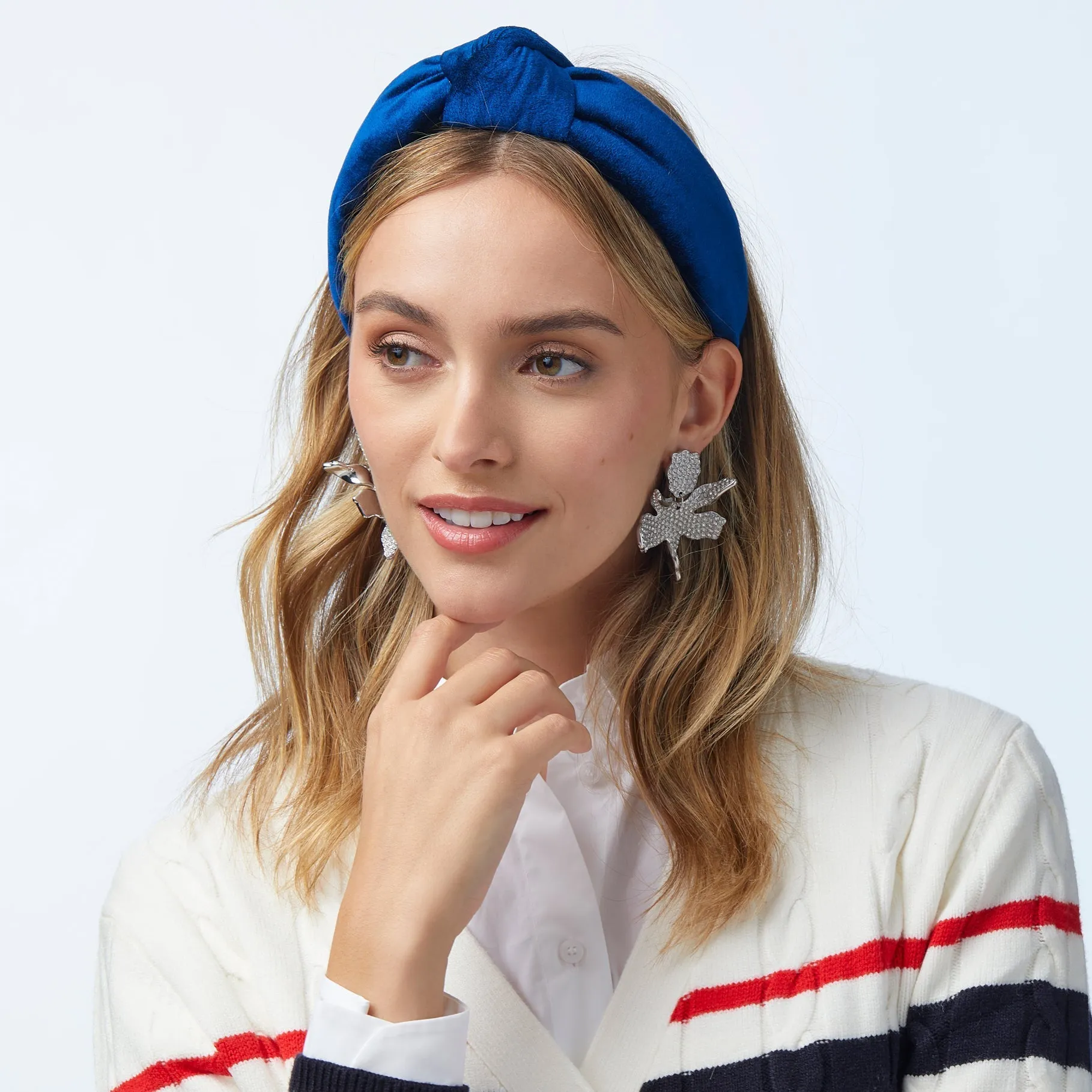 NAVY VELVET KNOTTED HEADBAND