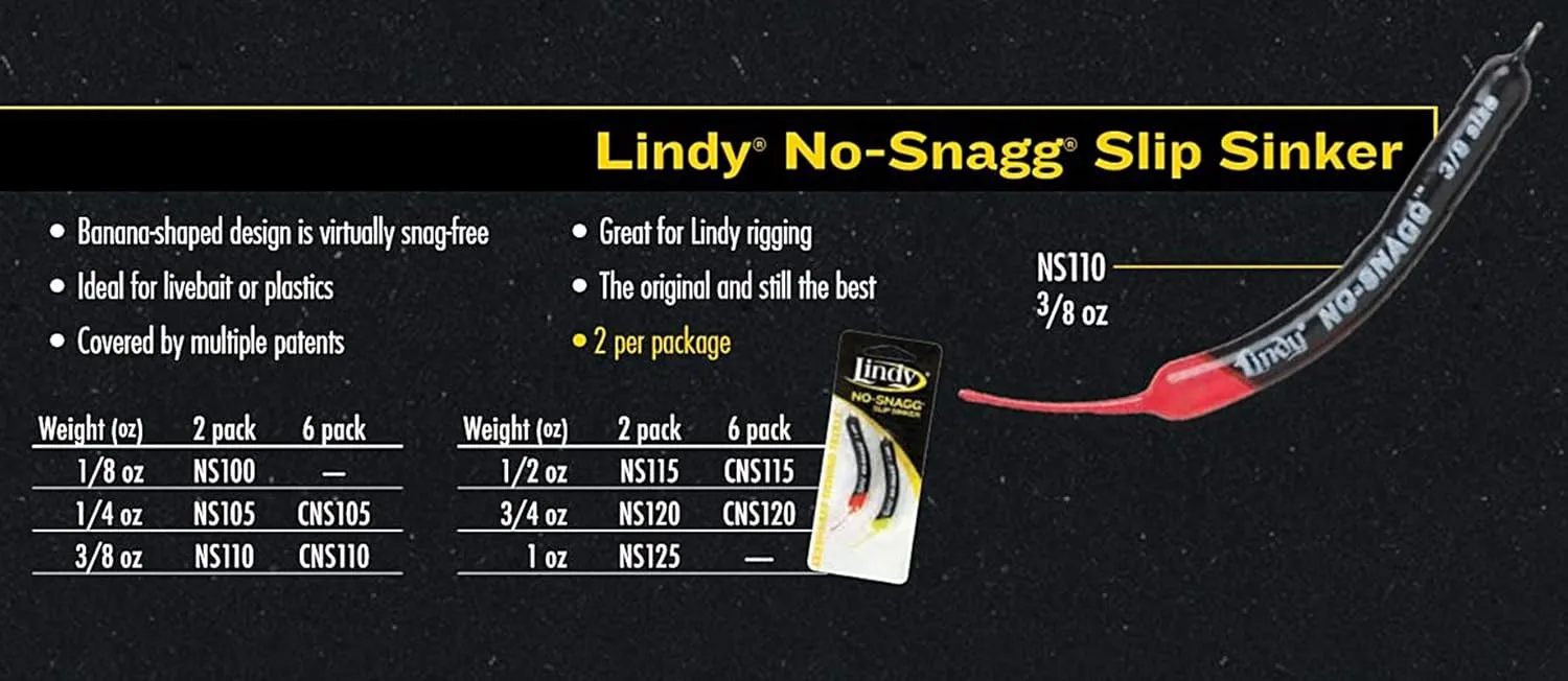 No-Snagg Slip Sinker Banana-Shaped Fishing Sinker - Enables Anglers to Fish Unfishable Areas
