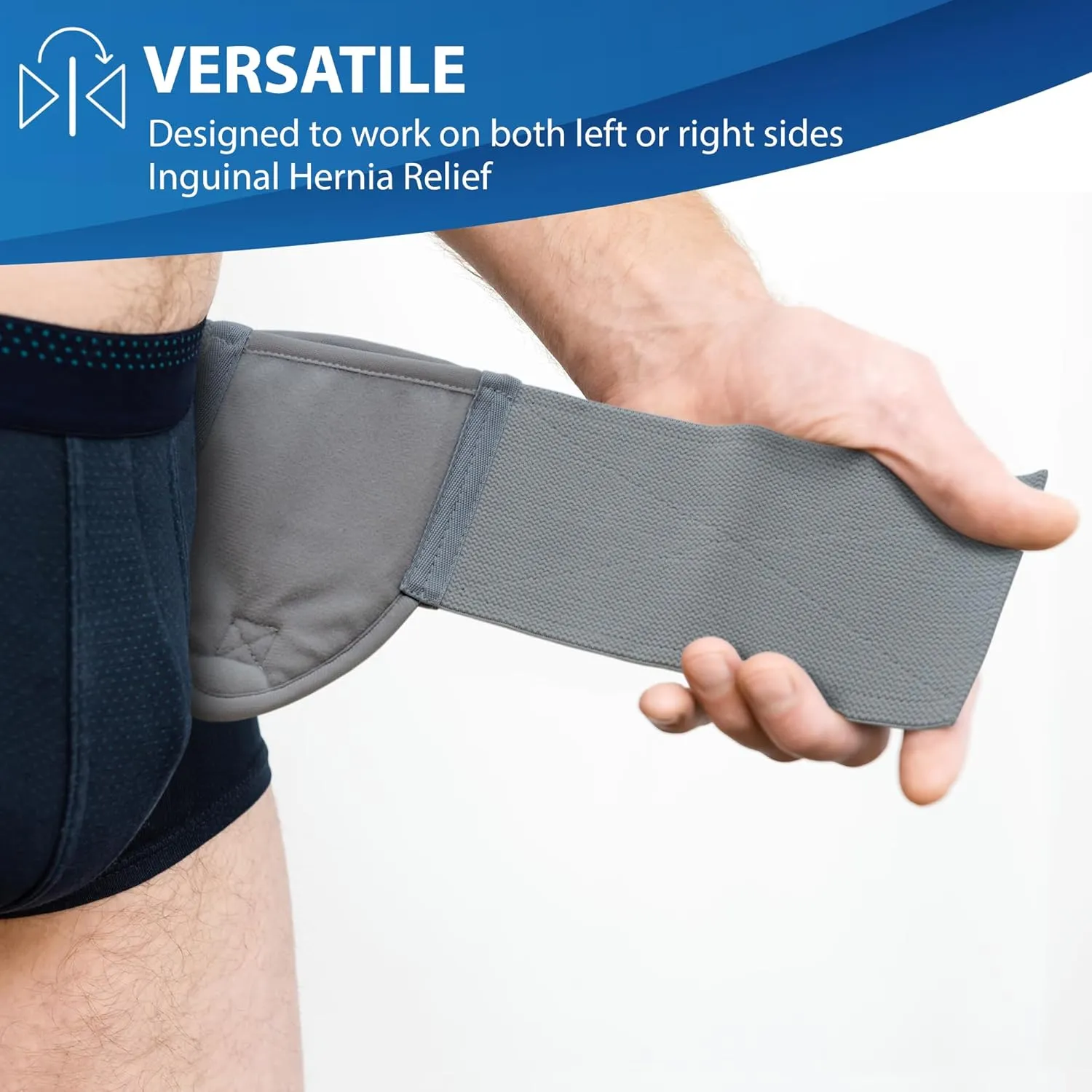 ORTONYX Inguinal Hernia Belt for Men and Women with Removable Compression Pad and Adjustable Waist Strap, Hernia Support Truss for Inguinal, Incisional Hernias, Left/Right Side - Gray L/XXL