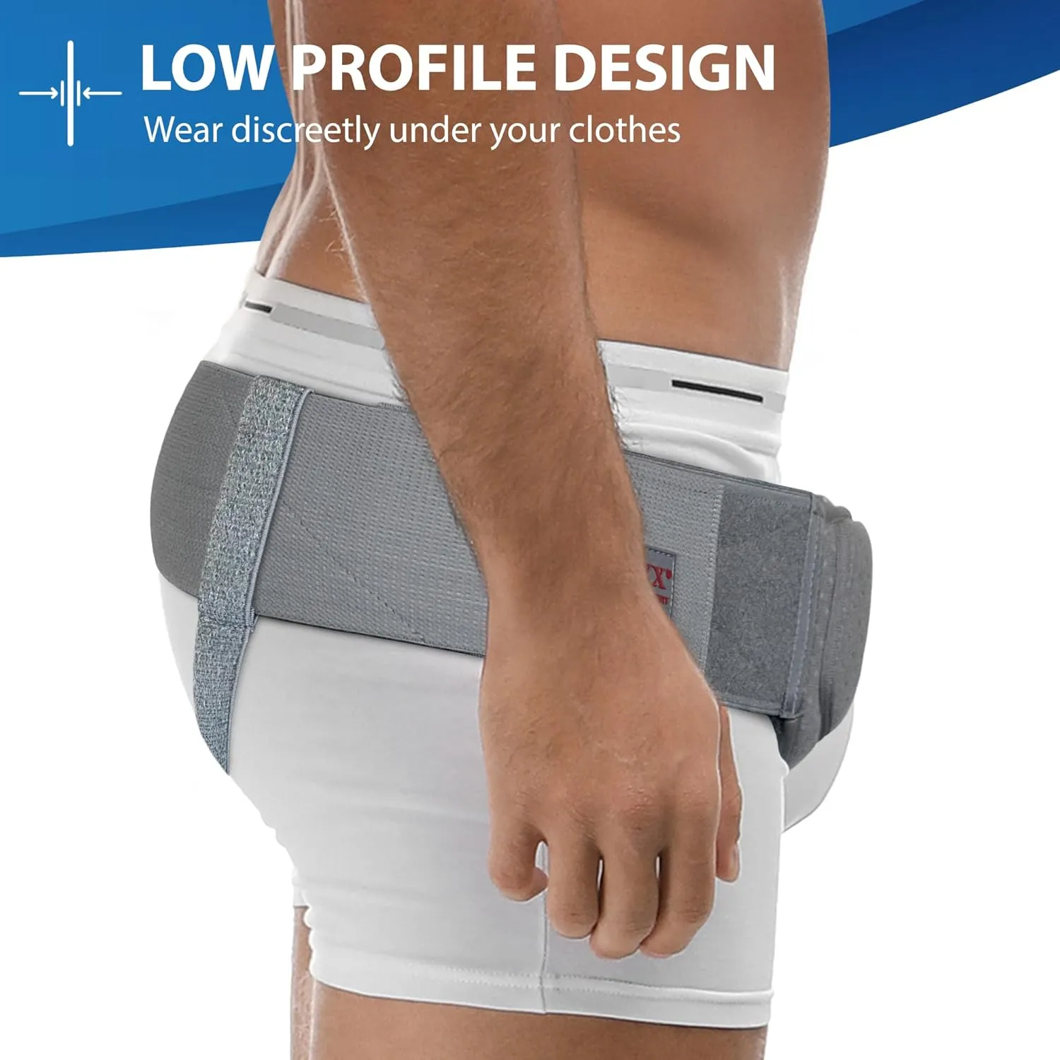 ORTONYX Inguinal Hernia Belt for Men and Women with Removable Compression Pad and Adjustable Waist Strap, Hernia Support Truss for Inguinal, Incisional Hernias, Left/Right Side - Gray L/XXL