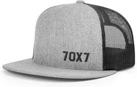 Our True God 70X7 Seventy Times Seven Flatbill Christian Trucker Hat - Adjustable Snapback Hat - Mesh Side for Casual Wear