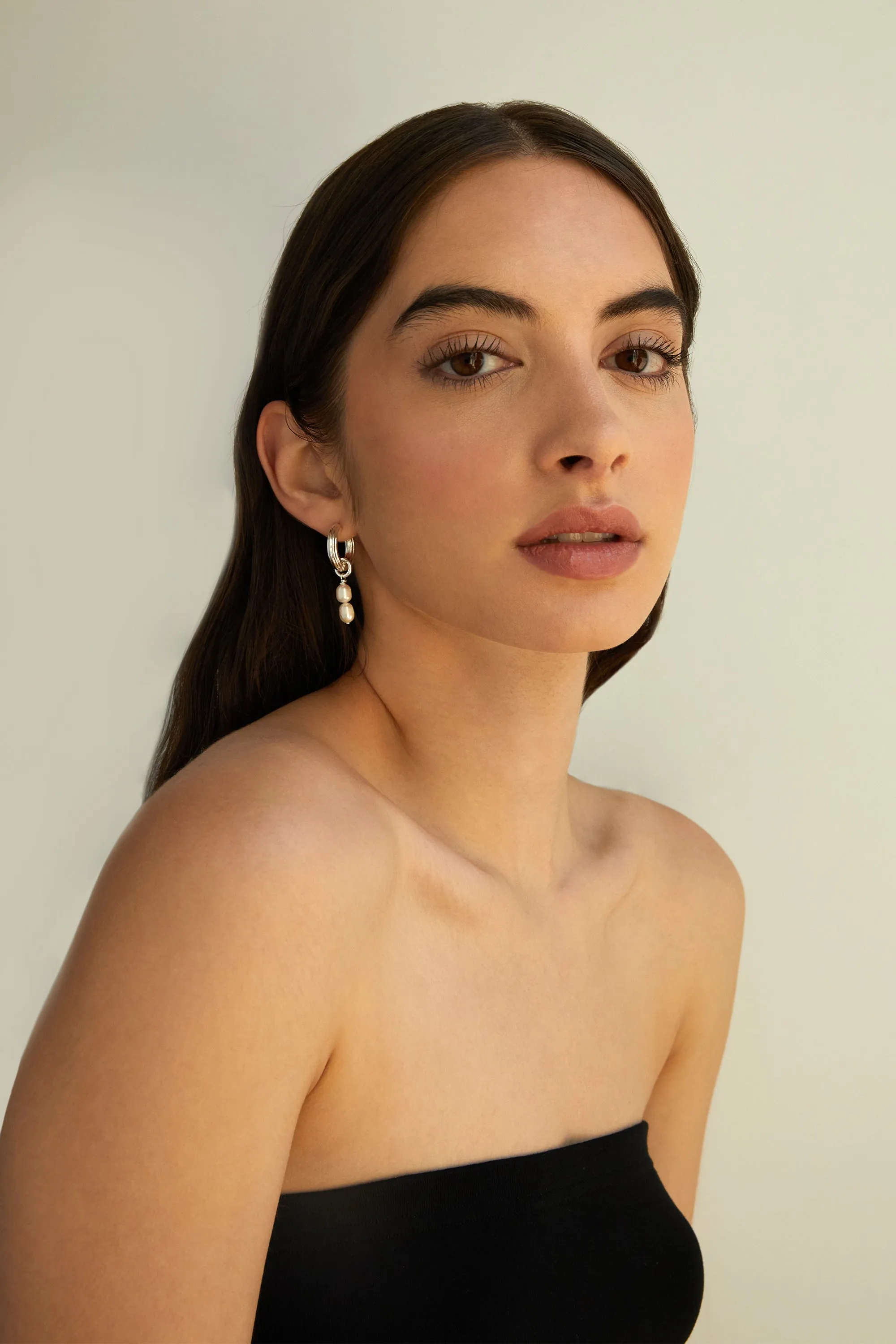 PEARL DROP HOOPS