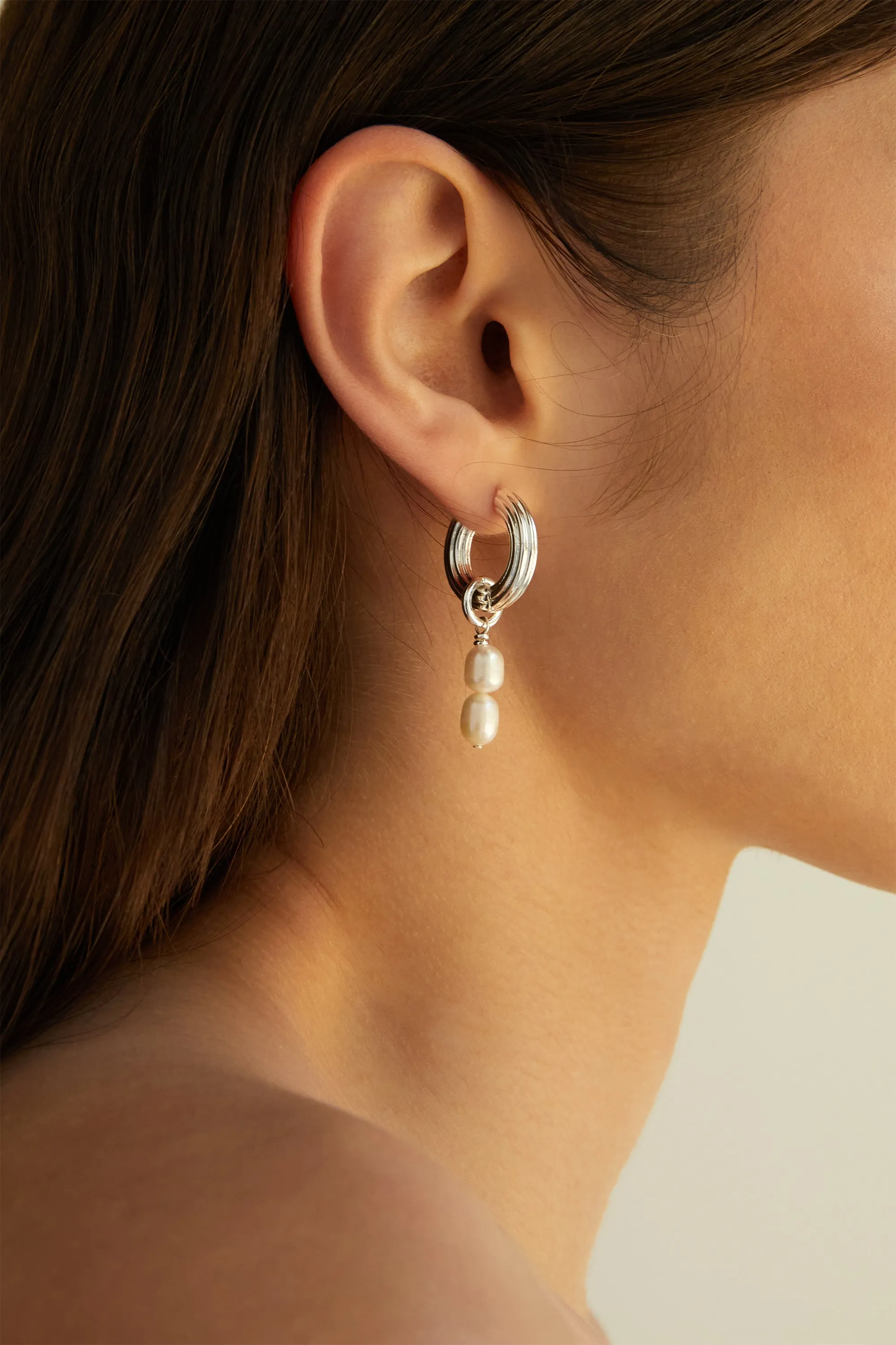 PEARL DROP HOOPS