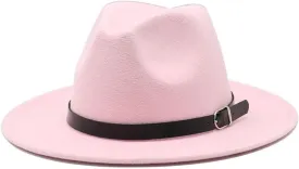Pulcykp British Hat Men Women Imitation Woolen Winter Felt Hats Fashion Jazz Hat Chapeau Pink 59-60CM