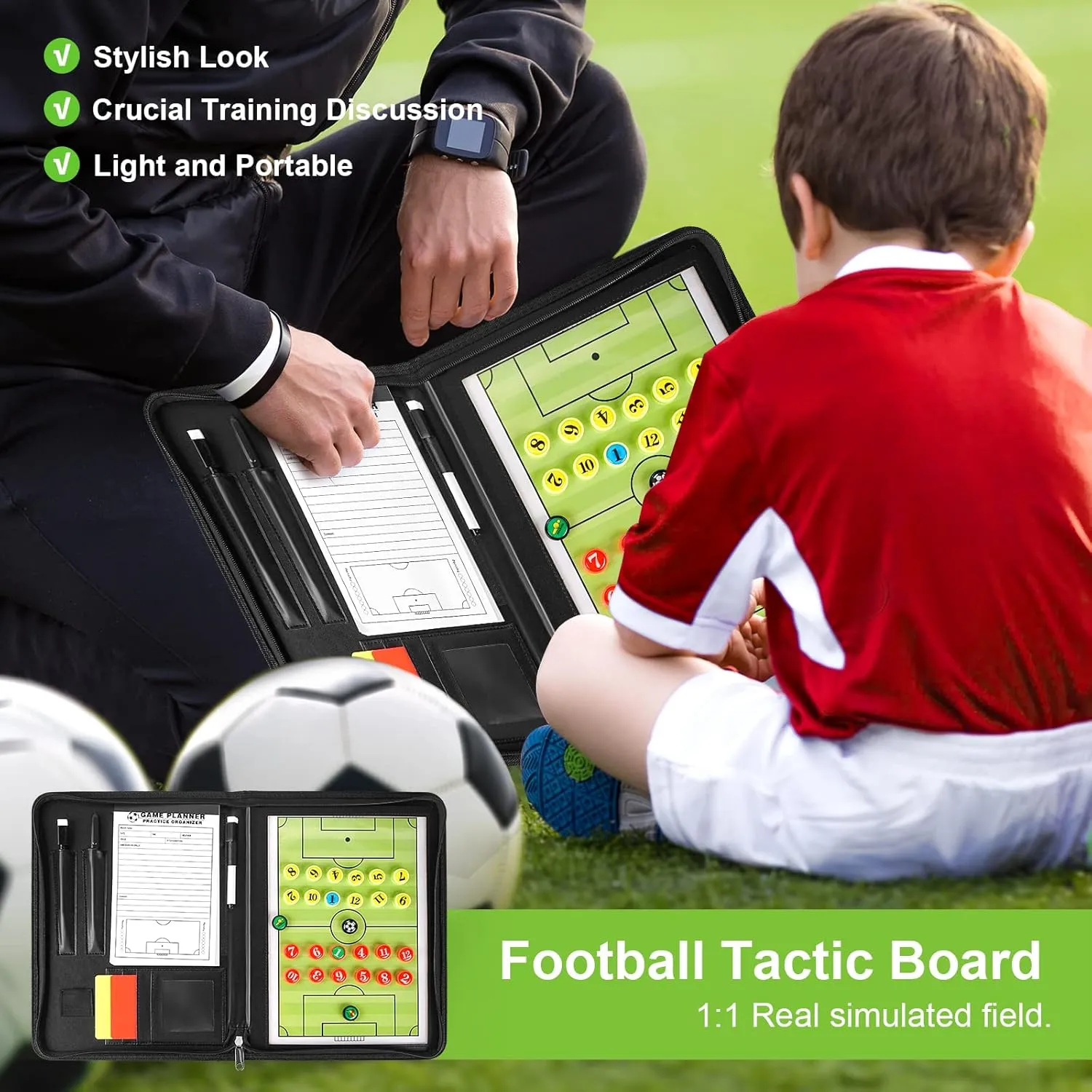 Pure Vie Magnetic Soccer Coaching Tactics Board, Portable Soccer Clipboard for Coaches Soccer Dry Erase Whiteboard Strategy Tactical Blackboard Football Coach Board with Player Markers, Pen and Eraser