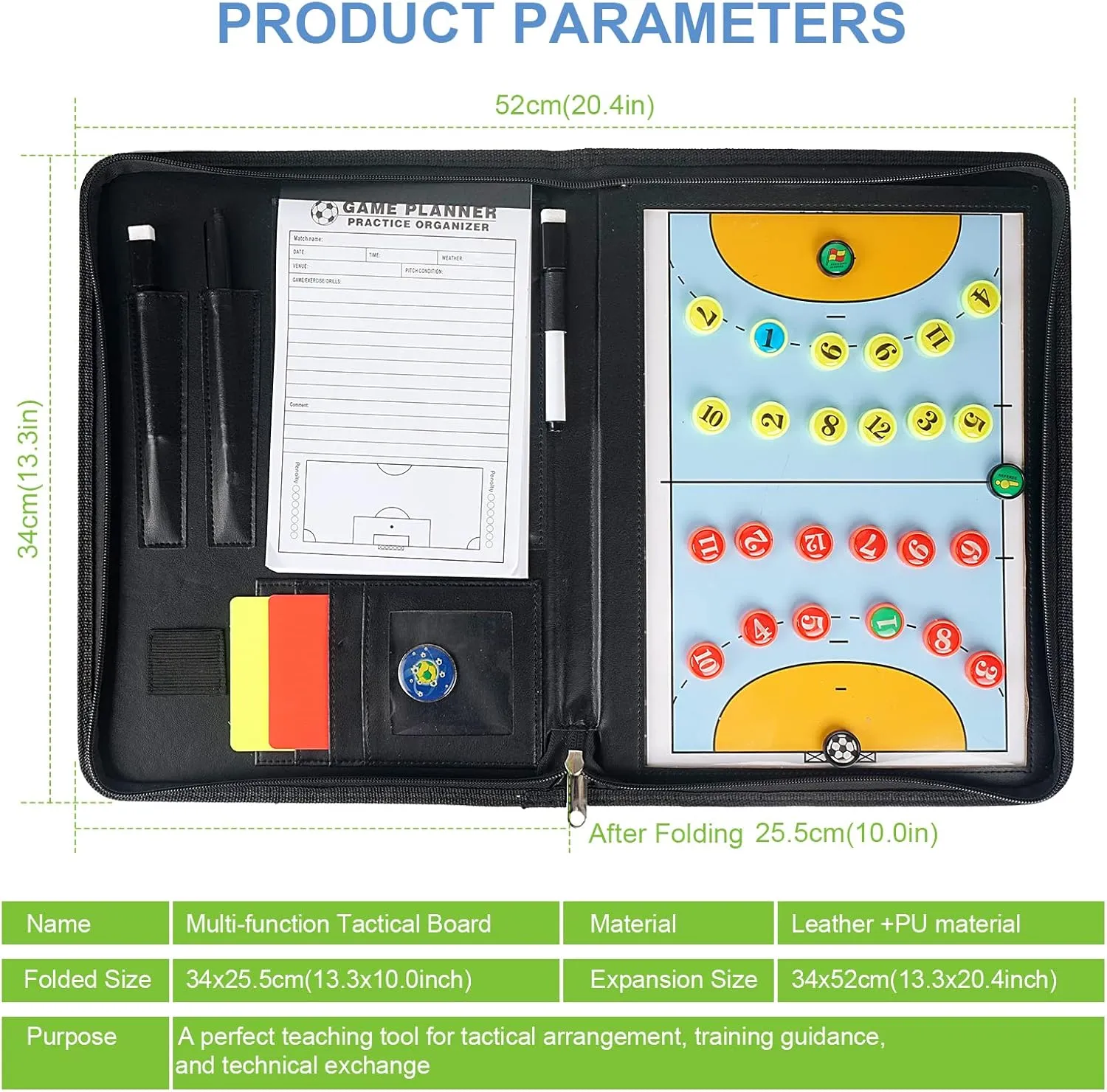Pure Vie Magnetic Soccer Coaching Tactics Board, Portable Soccer Clipboard for Coaches Soccer Dry Erase Whiteboard Strategy Tactical Blackboard Football Coach Board with Player Markers, Pen and Eraser