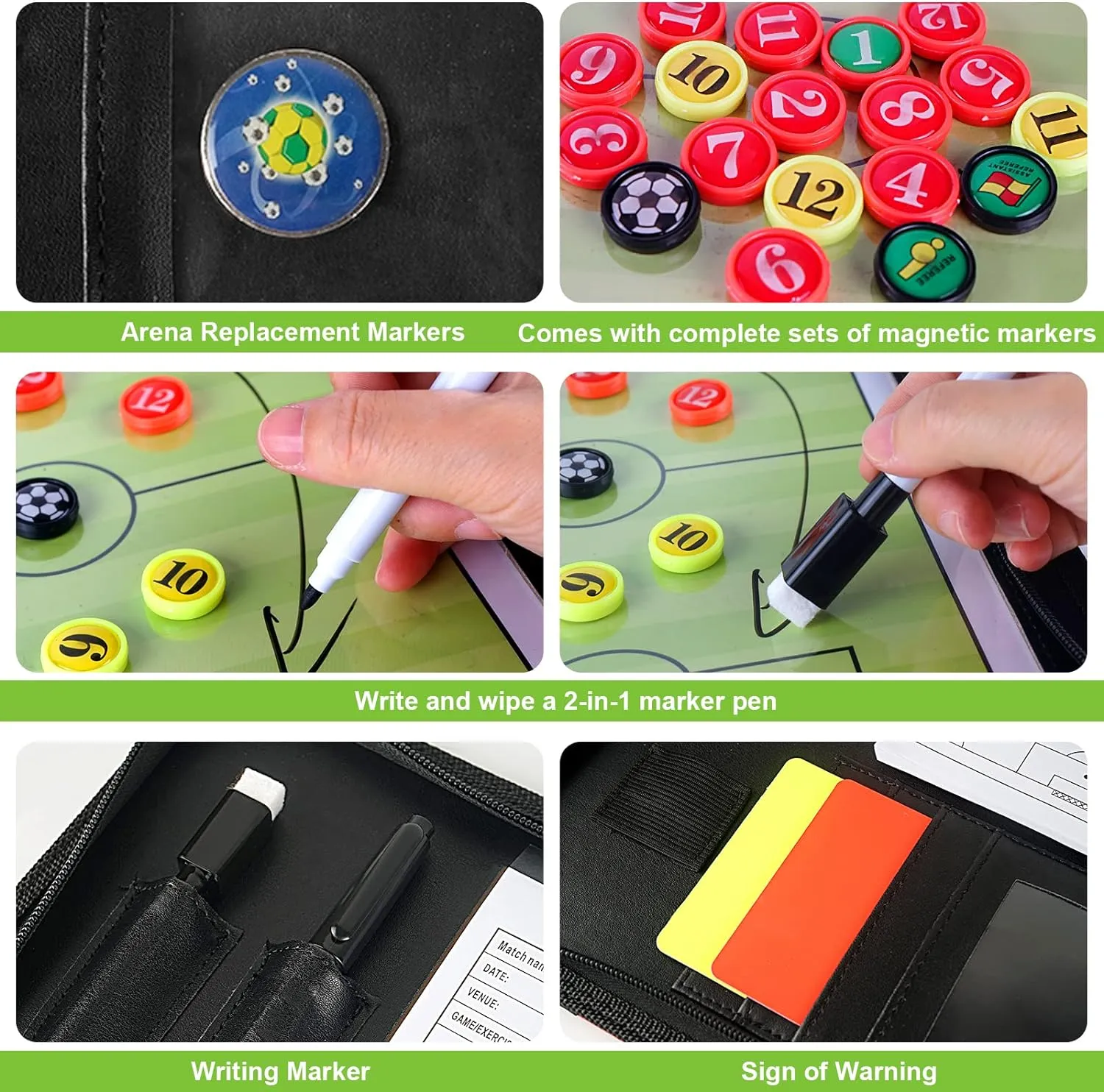 Pure Vie Magnetic Soccer Coaching Tactics Board, Portable Soccer Clipboard for Coaches Soccer Dry Erase Whiteboard Strategy Tactical Blackboard Football Coach Board with Player Markers, Pen and Eraser