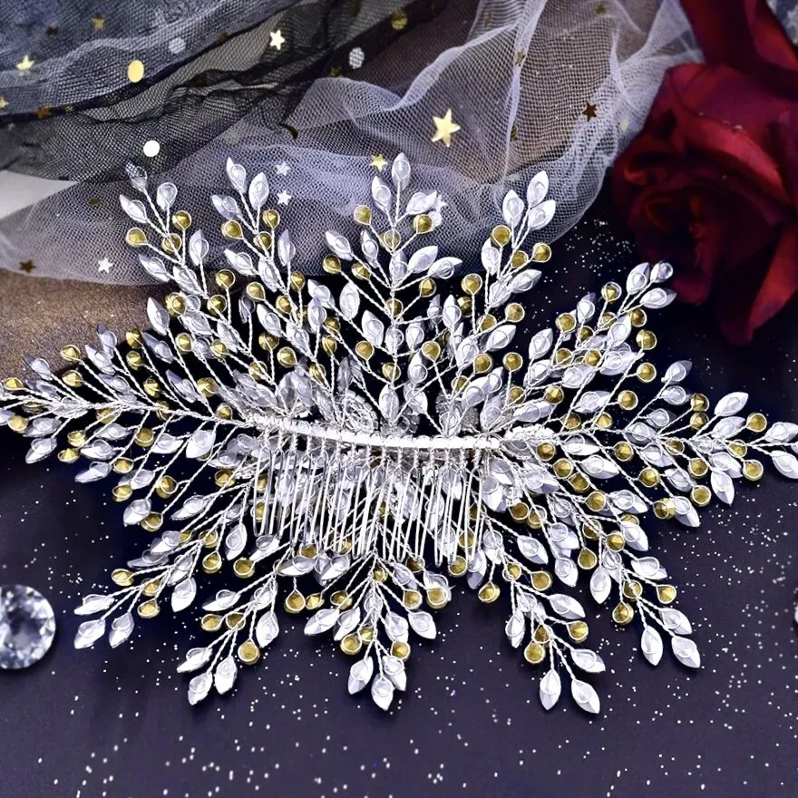 "Gretchen" - Silver Crystal Bridal Headdress
