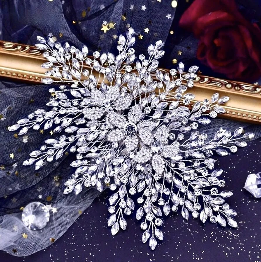 "Gretchen" - Silver Crystal Bridal Headdress