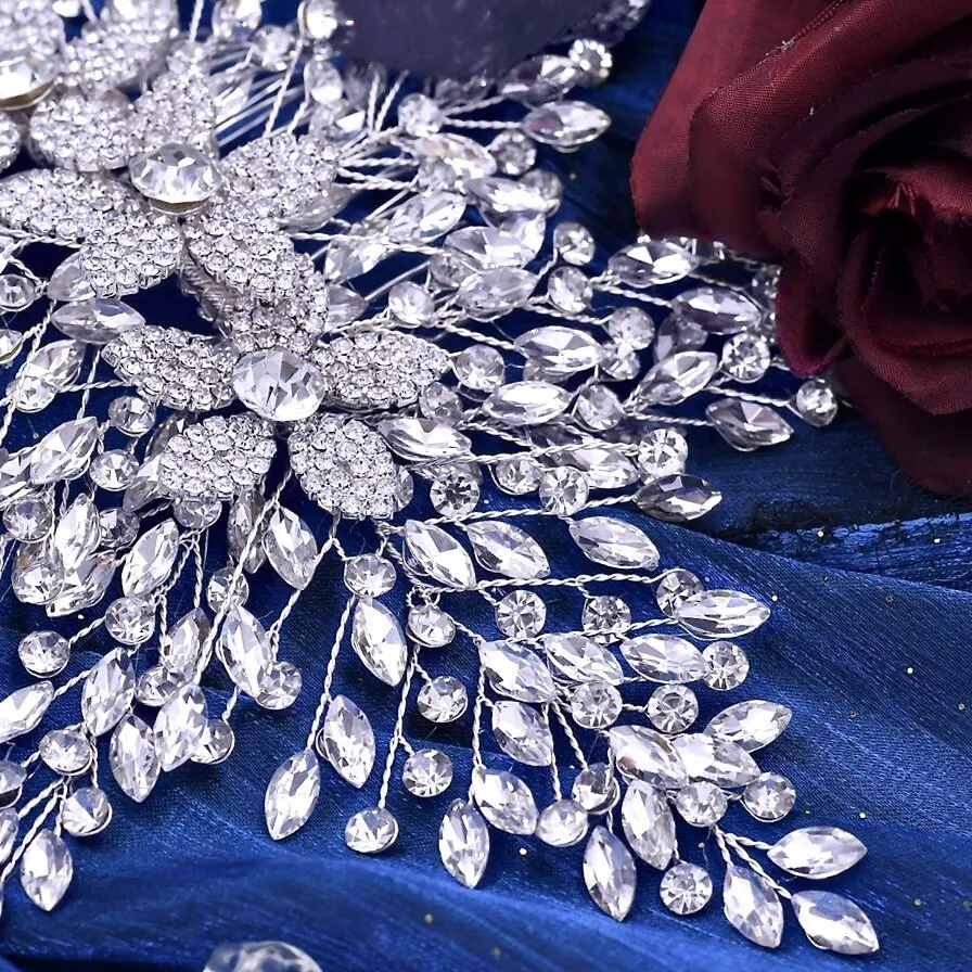 "Gretchen" - Silver Crystal Bridal Headdress